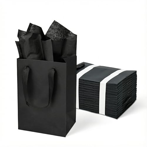 Sacs cadeaux noirs Papertide de 15,2x7,6x20,3 cm parfaits pour vos tables de mariage