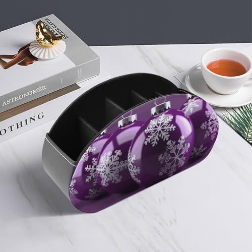 Support de télécommande en cuir violet avec 5 compartiments de rangement de bureau