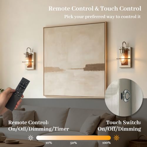 Image of Battery Operated 3-Color Nickel Wall Sconce Set of 2