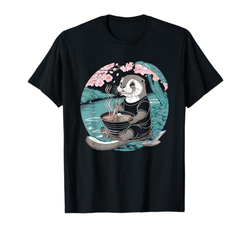 Tshirt Ramen Di Otter Kawaii Manga Anime Noodles Y2k Lontra Maglietta