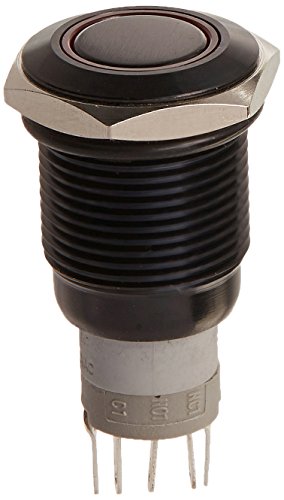 mod/smart Red Illuminated Bulgin Style Latching Vandal Switch - 22mm -Black Housing - Ring Illumination