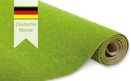 modellnatur Grasmatte 100 x 43 cm | Frühlingsgün | Kunstrasen für Modellbau, Modelleisenbahn Zubehör, H0 Gelände, Bastelprojekte und Bonsai-Deko – naturgetreu, dicht beflockt, viel