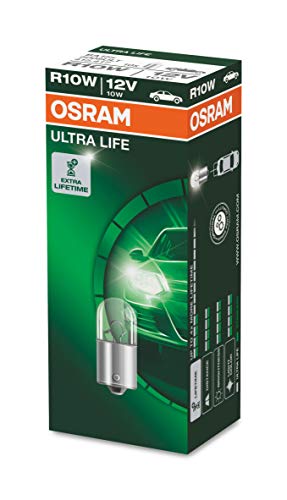 Osram ULTRA LIFE Standlichtlampe R10W, 5008ULT, 12V, 10er Faltschachtel, Silber