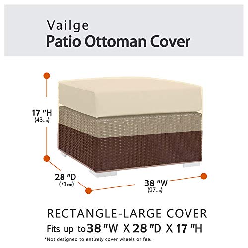 image for Vailge Rectangle Patio Ottoman Cover, Waterproof Outdoor Ottoman Cover