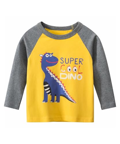 Toddler Boys Girls Long Sleeve T-Shirt Cotton Crewneck Casual Shirts 3 Pack Kids Fashion Graphic Tops 2-9Y3