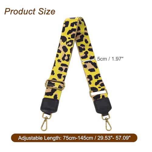 Image of uxcell Wide Shoulder Strap, 5cm Adjustable Purse Strap Replacement Crossbody Strap for Shoulder Bag Handbag, Yellow, Bronze Square Mouth Buckle