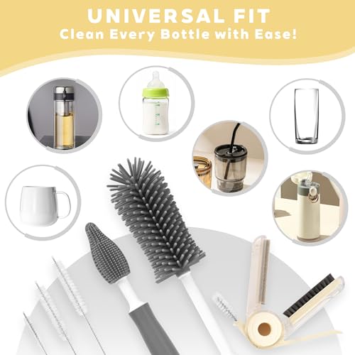 Image of Sosmar 6 Pack Water Bottle Cleaner, Stanley Cup Cleaner Brush Kit with Long Silicone Bottle Brush, 3 Size Straw Cleaner Brush, 4 in 1 Bottle Gap Cleaner for Tumbler, Sports Water Bottle