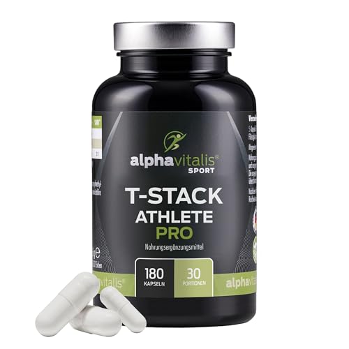 T-STACK Athlete PRO - 180 DAA Kapseln mit Zink, Tribulus, D-Asparaginsäure, Maca Extrakt, Vitaminen und Mineralien - Athlete Stack Kapseln Workout Booster alphavitalis®