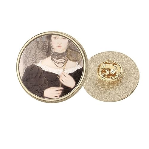 Broche en métal rond doré M Black Head Beauty pour rehausser un manteau trop simple