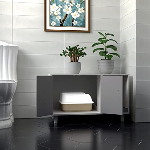 GDLF Modern Wood Pet Crate Cat Washroom Hidden Litter Box Enclosure Furniture House as Table Nightstand with Scratch Pad… - Image 4