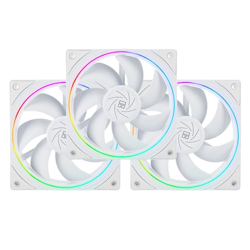 Thermalright TL-S12W Ventilador para CP Efecto de luz ARGB, ventilador silencioso para ordenador PC PWM con velocidad de 1500 rpm, ventilador de refrigeración de CPU), color blanco (3 unidades)