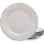Classic Vintage White Melamine Dinner Plate Set of 6, Dining Plate
