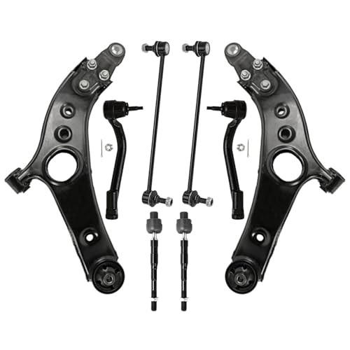 Image of Detroit Axle - 8pc Front End Suspension Kit for Hyundai 2013-2014 Santa Fe XL, 2 Lower Control Arms Ball Joints 2 Sway Bars 4 Inner Outer Tie Rods Replacement