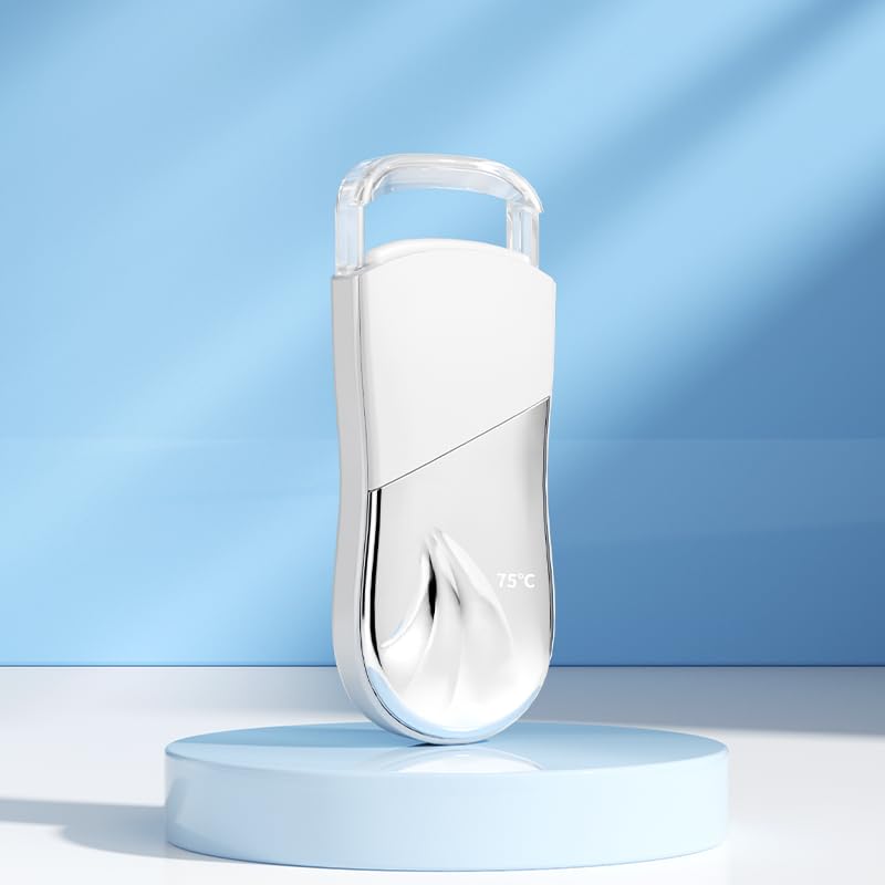Heated Eyelash Curler - 3 Temp Settings, Electric Lash Curler with Heat-Sensitive Silicone, 5s Fast Heating, 24H Long-Lasting Curl, Type-C Rechargeable, Mini Design, Gift for Women, White A