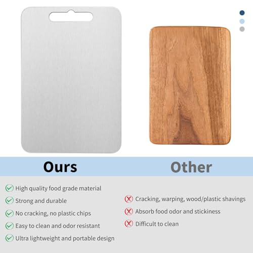 Tabla de cortar rectangular de acero inoxidable doble cara para cocina, tamaño grande miniatura 4
