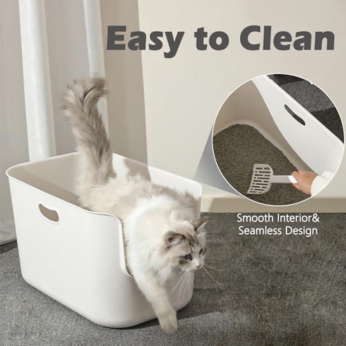 SpaceTime Extra Large Litter Box with High Sides,22.64\"×14.76\"×13.98\" XL Multi Cat Litter Pan for Kitty,Cat Boxes for Indoor Cats,Jumbo Litter Boxes for Big Cats,Anti-Splashing,Easy to Clean - Thumbnail 4