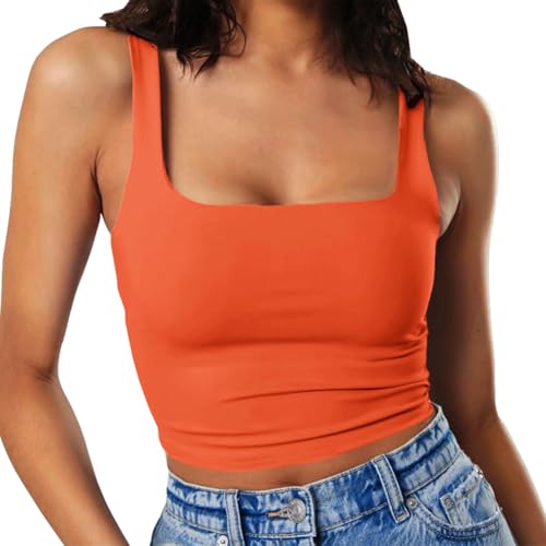 Artfish Womens Sleeveless Strappy Tank Square Neck Double Layer Workout Fitness Casual Basic Crop Tops product thumbnail 13