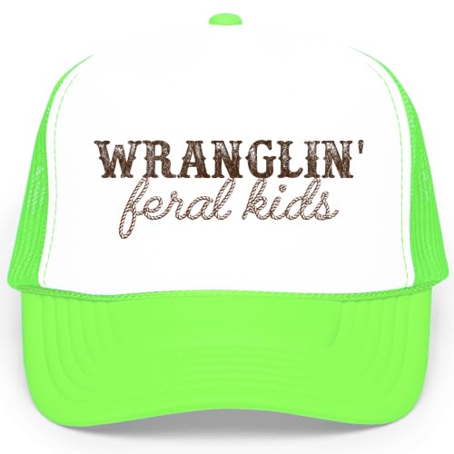 Image of Olive Loves Apple Wranglin' Feral Kids Trucker Hat for Mom and Dad Funny Western Style Cap for Women and Men