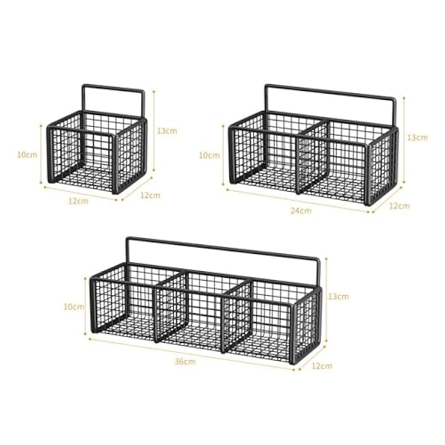 3 Pieces Kitchen Wall Mounted Vegetable Storage Basket Metal Storage Bin Fruit Wire Basket for Living Room Multipurpose Black