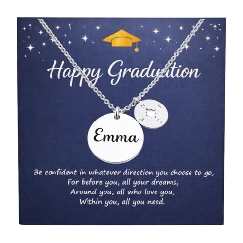 Infinity Collection Personalized Graduation Gifts for Her, 2026 Compass Necklace, Engraved...