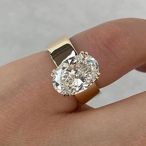 CHANDNI ENTERPRISE'S! 4.00 Ct Oval Cut Lab Created Diamond Engagement Ring, 14K Yellow Gold Finish, 925 Sterling Silver3