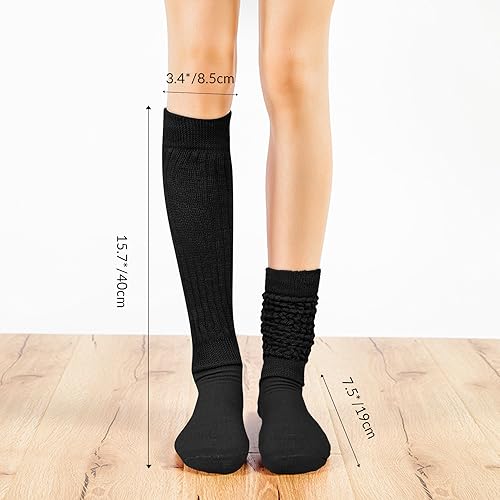 Image of Violet Mist women slouch socks thick colored knee high scrunch socks long stacked sock boot 80s 90s Novetly