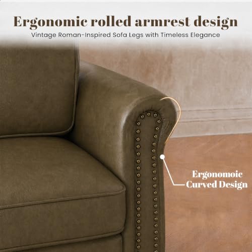 Image of Kingfun Vintage Faux Leather Sofa