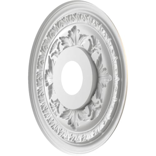 Image of Ekena Millwork CMP16BACSV Baltimore Thermoformed PVC Ceiling Medallion (Fits Canopies up to 6 1 /2 inch), 16 inchOD x 3 1 /2 inchID x 1 inchP, Metallic Silver Metallic