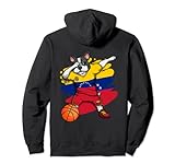 Diseño de bandera venezolana de baloncesto para cualquier fanático del baloncesto del equipo de baloncesto de Venezuela. Divertido traje de bailarina de perro para los amantes del baloncesto Venezuela tiene un bulldog que lleva una camiseta deportiva de la bandera de Venezuela haciendo baile de hip hop y dab
