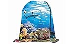 Mochila Saco Personalizada Esporte Fundo do Mar Corais Peixes Dive