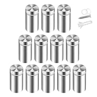 12 Stück Abstandshalter Edelstahl,Werbung Schraube,Werbung Schraube Glas Abstandshalter,Schilder Abstandshalter Schilderhalter,Wandabstandshalter Schraub,Edelstahl Werbeschraube Nagel,Silber,12x25mm