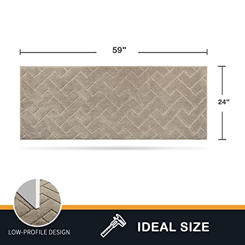 PURRUGS Dirt Trapping Door Mat 24" x 59", Non-Slip Machine Washable Entry Rug, Shoe Scraper, Dog Doormat, Super Absorbent Welcome Mat for Front & Back Door, Muddy Wet Shoes & Paws, Taupe