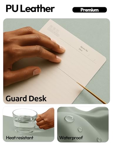 Image of YSAGi Leather Desk Pad Protector, Office Desk Mat, Large Mouse Pad, Non-Slip PU Leather Desk Blotter, Laptop Desk Pad, Waterproof Desk Writing Pad for Office and Home (Grayish Green, 35.4 inch x 17 inch)