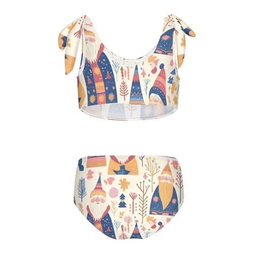 KLL Christmas Scandinavian Goodluck Gnome Girls Two Piece Bikini Set Beach Bathing Suit Swimming Suits Cute Shoulder Strap2