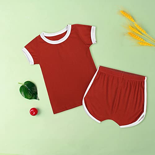 Toddler Boys Girls Cotton 𝐏a𝐣amas Comfort 𝐒lee𝐩wear Set Short Sleeve Shirt & Dolphin Shorts 𝐏𝐣s Baby 𝐋oun𝐠ewear 2PCS2