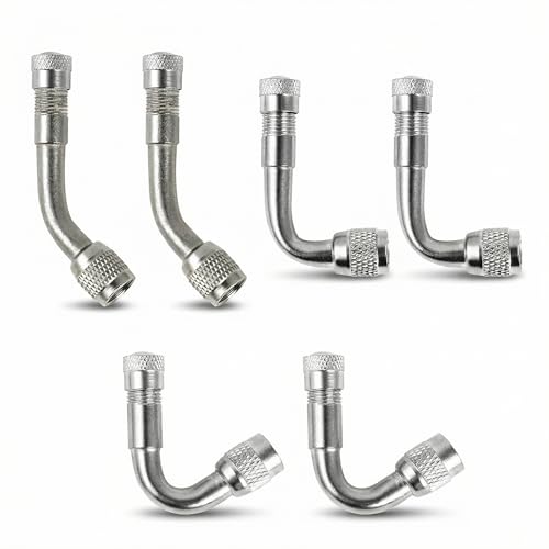 QWORK 6 Pièces Pneu Valve Rallonge, Pneu Valve de Adaptateur, Air Pneu Valve Extension, Embout de gonflage Coudé, pour Voiture Moto Vélo Camion, 45°, 90°,...