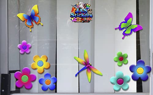 Daisy Flowers Butterfly Car Decal Dragonfly Cute Large Vinyl Sticker Party Pack For Walls Weddings Laptop Tablets Luggage Bicycle Motorcycle Caravans Van Camper Trucks - Jas Stickers - Us56_3 (Large) #TOP3