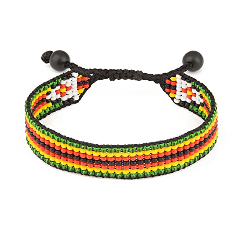FAHARI Zimbabwe Flag Bracelet: Handmade Bracelet,Adjustable Beaded Boho-Style Rope Bangle