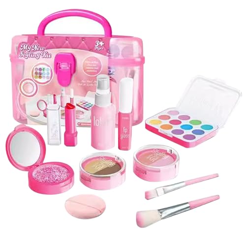 Kit de Maquillaje de Belleza - Juego de cosméticos de Lavable de 20 Piezas Accesorios Lindos para Juegos de tocador Niñas y niños pequeños | Juguete de Maquillaje Seguro para Vestir, Tiempo d