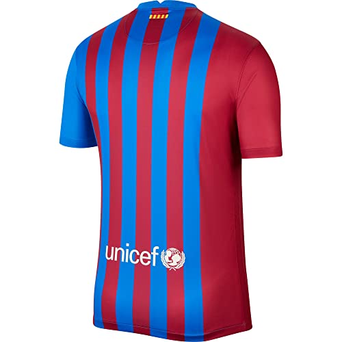 Camisa Barcelona Home 21/22 s/nº Torcedor Masculina - Vermelha e Azul (G)