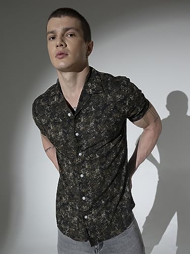 Image of Hubberholme Men's Rayon Relaxed Fit Printed Half Sleeve Resort Shirt