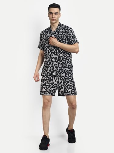 Image of DHRUVI Trendz Mens and Boys Rayon Co Ord Set | Trendy Night Dress | T Shirt and Short Set Combo Lounge | Stylish Summer Travel Wear | Matching Two-Piece for Vacation