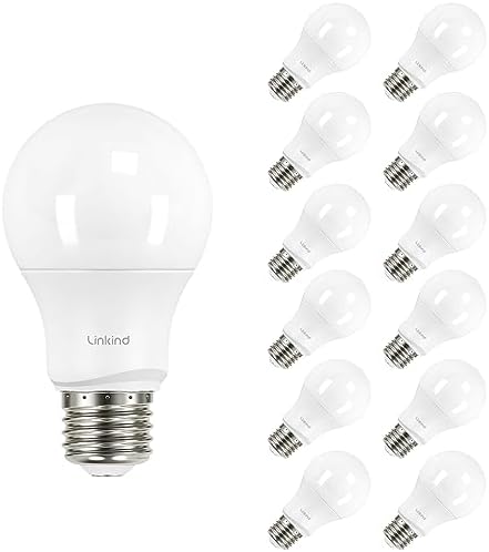 Linkind A19 LED Light Bulbs Dimmable, 60W Equivalent Light Bulbs, 9W, 5000K Daylight, 840 Lumens LED Bulbs, E26 Standard Base, 120V, Lighting for Bedroom Living Room Home Office, 12 Packs
