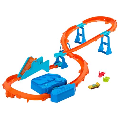 Foto Hot Wheels - Boosted Jump Speedway, set pista con box deluxe da costruire e booster motorizzato, macchinina in scala 1:64 inclusa, giocattolo per bambini, 5+ anni, JDB49 9