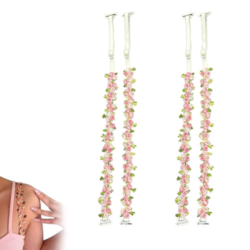Flower Bra Straps 2 Pairs of Bra Straps Decorative Flower Lace Strap Floral Bra Straps for Wome Removable Invisible Floral Bra Straps for Bras Tops and Dress Straps