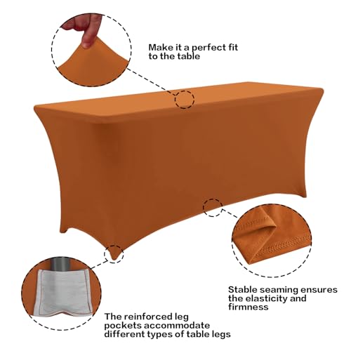 IVAPUPU 2 Pack 6FT Table Cloth for Rectangular Fitted Events Stretch Caramel Table Covers Washable Spandex Tablecloth Protector for Party, Wedding, Cocktail, Banquet, Festival by IVAPUPU - Image 2