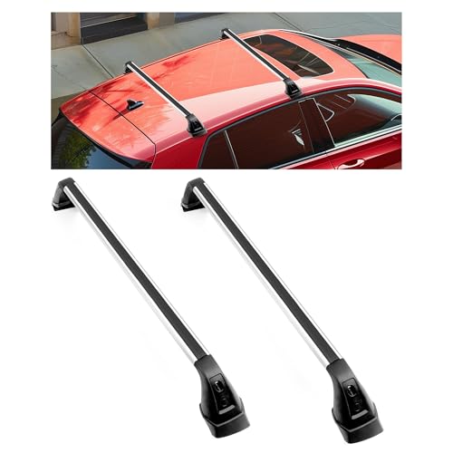 KUAFU Roof Rack Cross Bars Compatible with 2015-2021 Volkswagen e-Golf/Golf/GTI 4 Door Model Replacement for 5G4-071-126 Aluminum+Nylon Silvery & Black