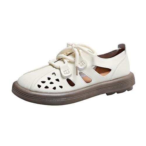WomenS-Leather-Lace-Up-Cutout-Loafers-Soft-Platform-Lightweight-Closed-Toe-Breathable-Outdoor-Walking-Sandals-Casual-Wide-Round-Toe-Anti-Slip-Comfort-Slip-On-Oxfords