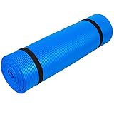  Tapis de yoga antidérapant NBR de couleur pure de 15 mm d\'épaisseur, 183 x 61 x 1,5 cm (bleu)