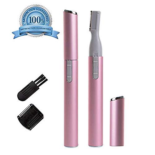 Sourcil Tailleur Électrique Femmes Poils Du Visage Solvant pour Femmes, Bikini Tondeuse Cheveux Rasoir Mise en Forme Set, avec Brosse et Peigne, Portatif Style, Batterie Fonctionnant (Rose) Cover